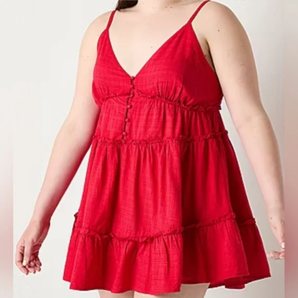 Arizona Junior's Summer Dress Sz XXL Tomato Puree Color - Picture 2 of 8